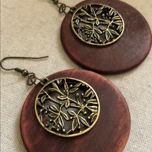 Wood and metal earrings